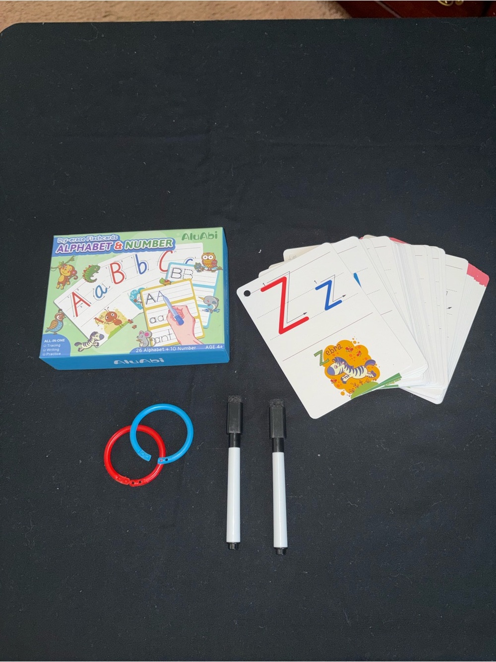 Alphabet & Number Learning Flash Cards Set - Blue & Red